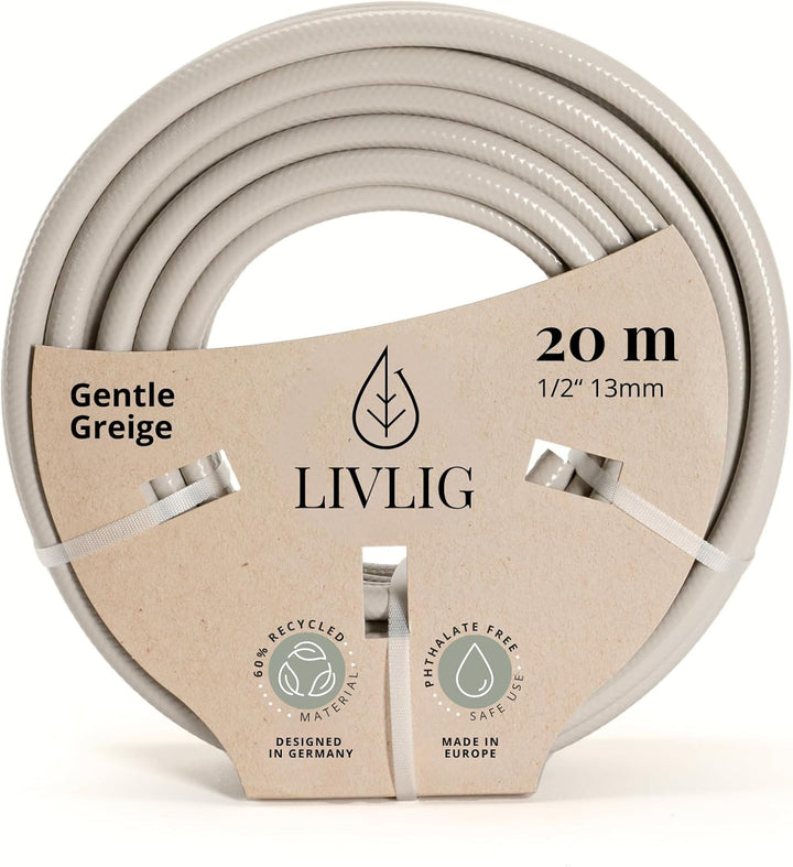 Livlig53 Gartenschlauch 1/2 Zoll, 20m: Wasserschlauch Made in Germany, Recycling-Material, formstabi
