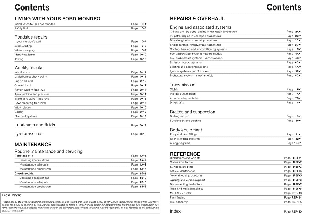 Ford Mondeo Petrol & Diesel (July 03 - 07) Haynes Repair Manual, Taschenbuch