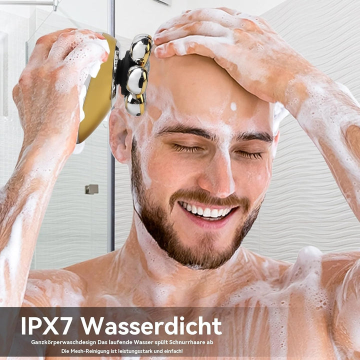7D Rasierer mit schwimmendem Kopf für Männer mit Glatze, IPX7 wasserdichtes Rasier-Set, 5 in 1 elekt