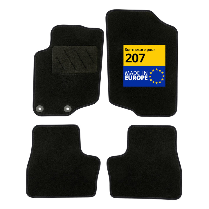 DBS - Autofussmatten - Massgeschneidert für 207/207SW - Mit Befestigungsclips - Antirutschmatten - 4