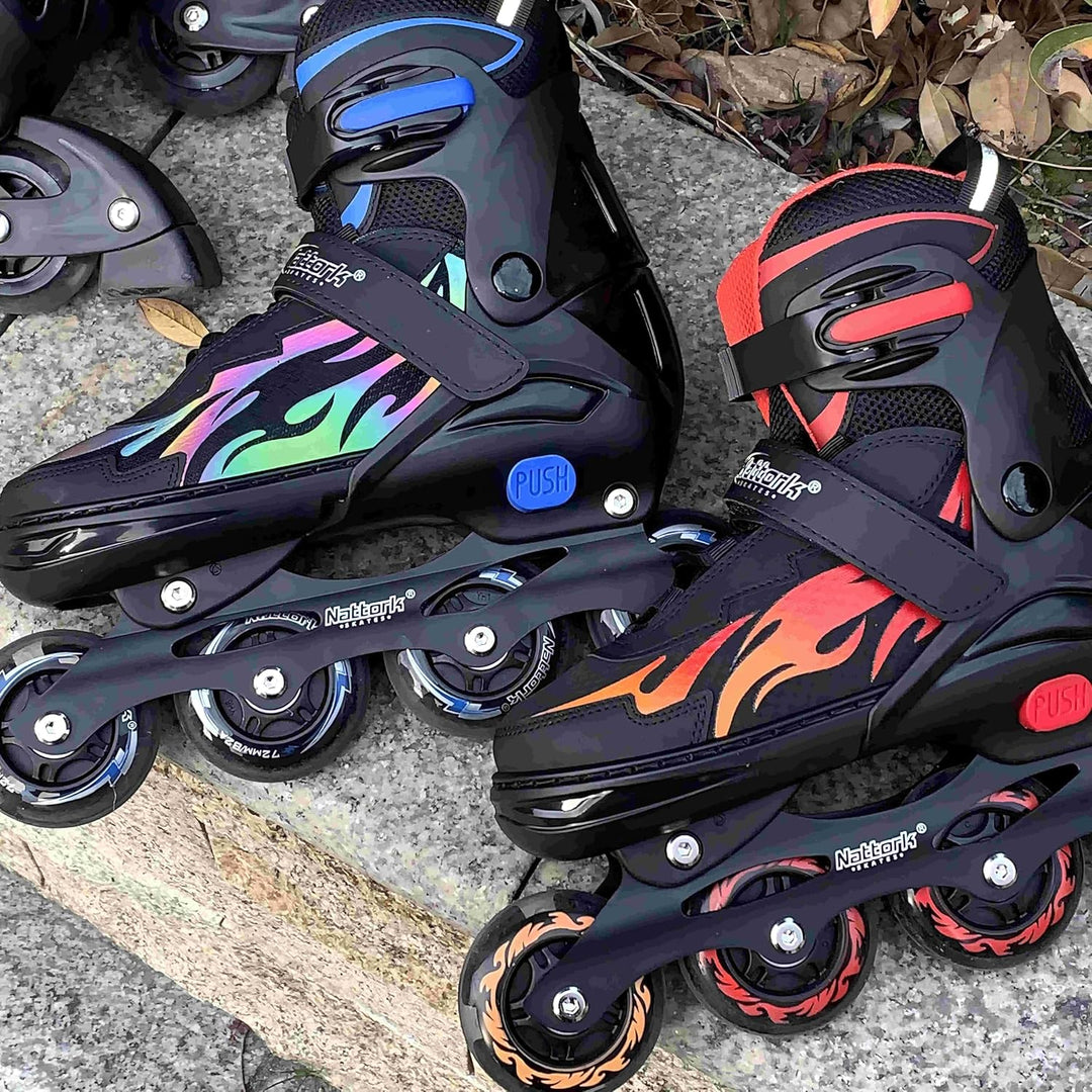 Nattork Adjustable Inline Skates for Kids and Teens, Nezha Inferno Skates Indoor and Outdoor Blades