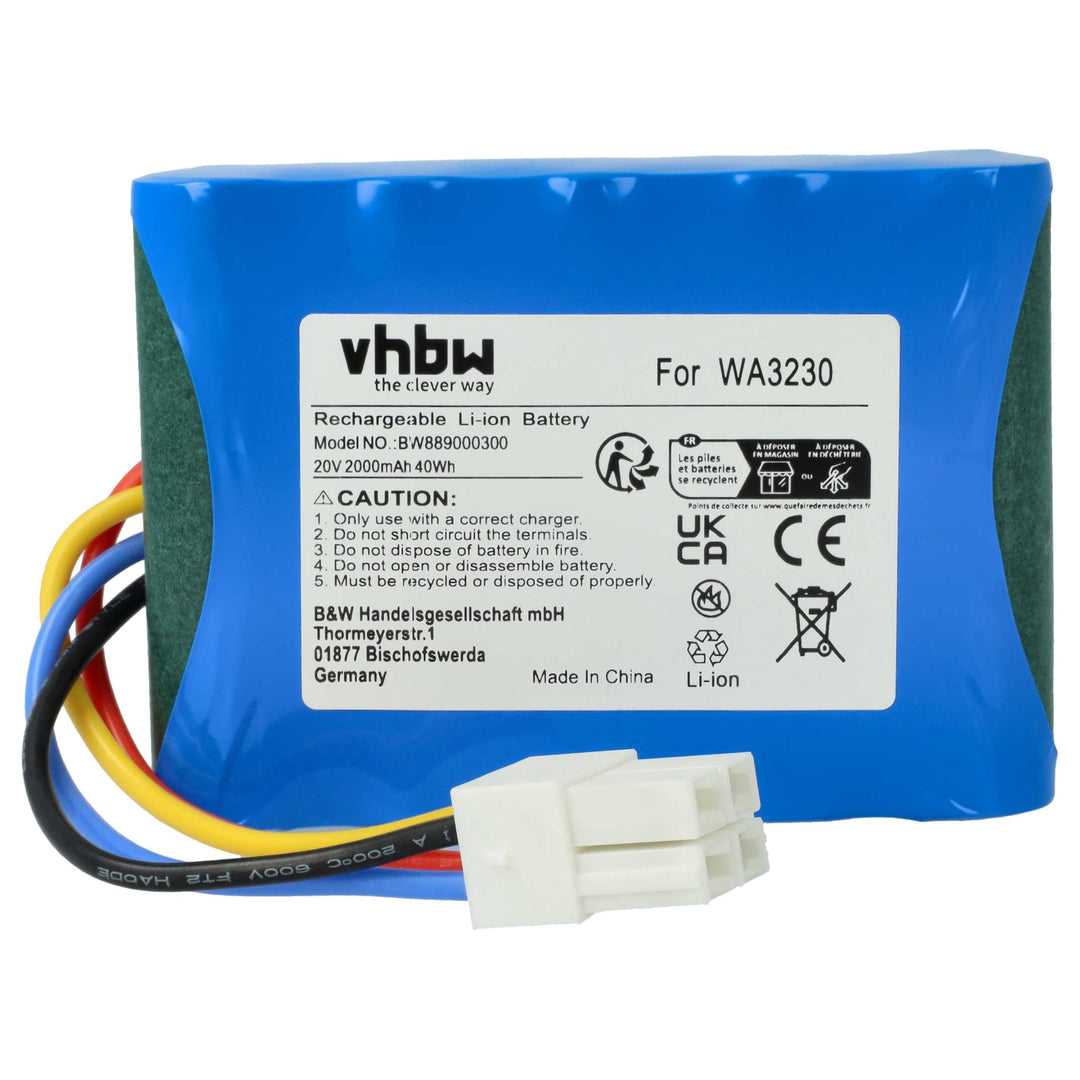 vhbw Akku kompatibel mit Ferrex 800m2 2021, 800m2 Rasenroboter Rasenmäher (2000mAh 20V Li-Ion)