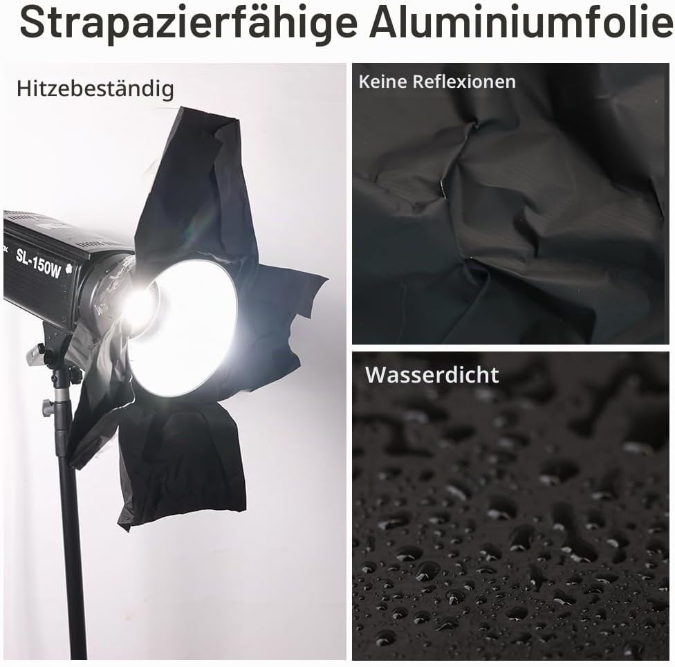 Mattschwarze Folie, 30,5 cm x 3 m, Rolle für Fotografie, Maskierung von Lichtlecks und Steuerung von