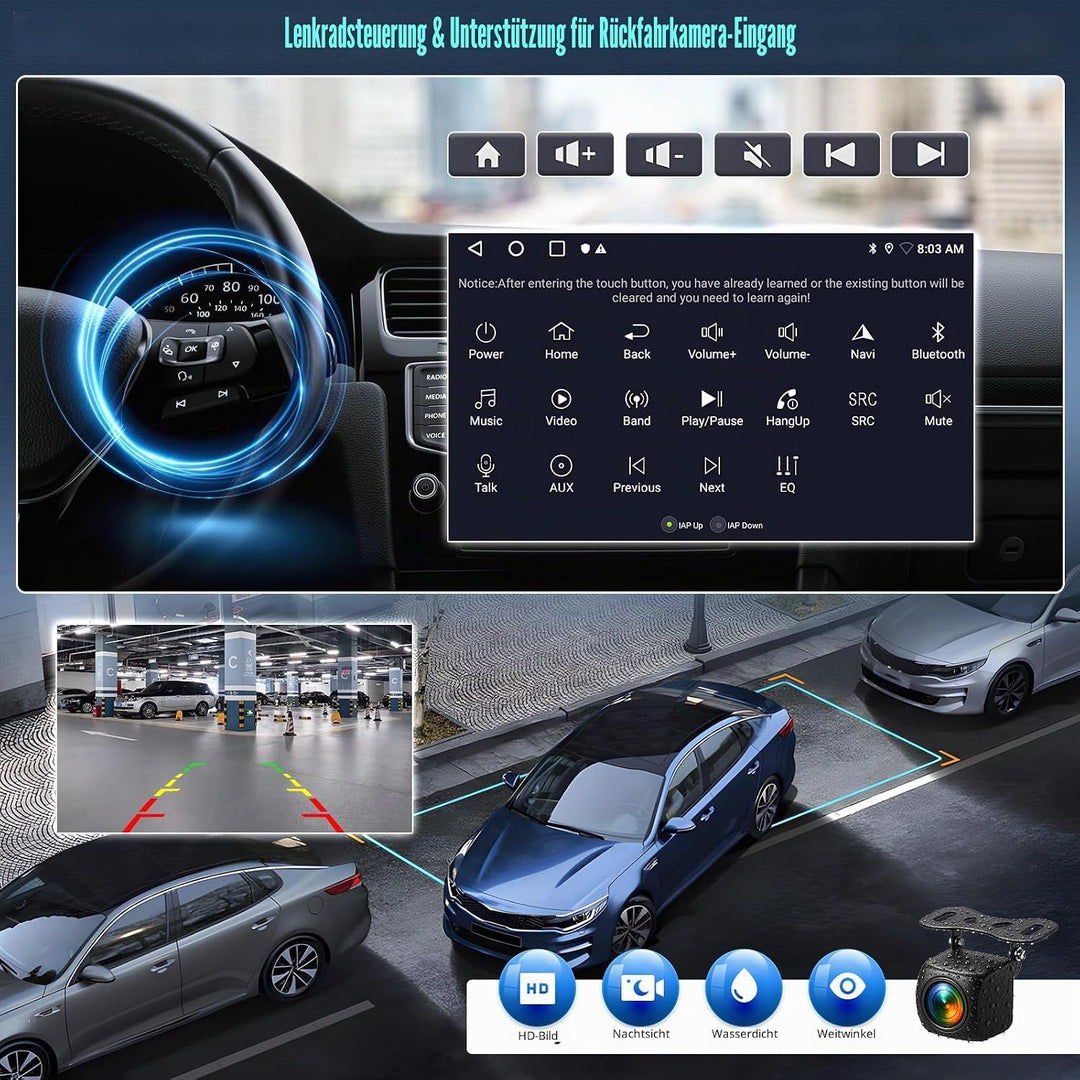 CAMECHO 2+64G Android 13 Autoradio 9 Zoll für Mercedes Benz Smart Fortwo W451 2011-2015 mit Wireless