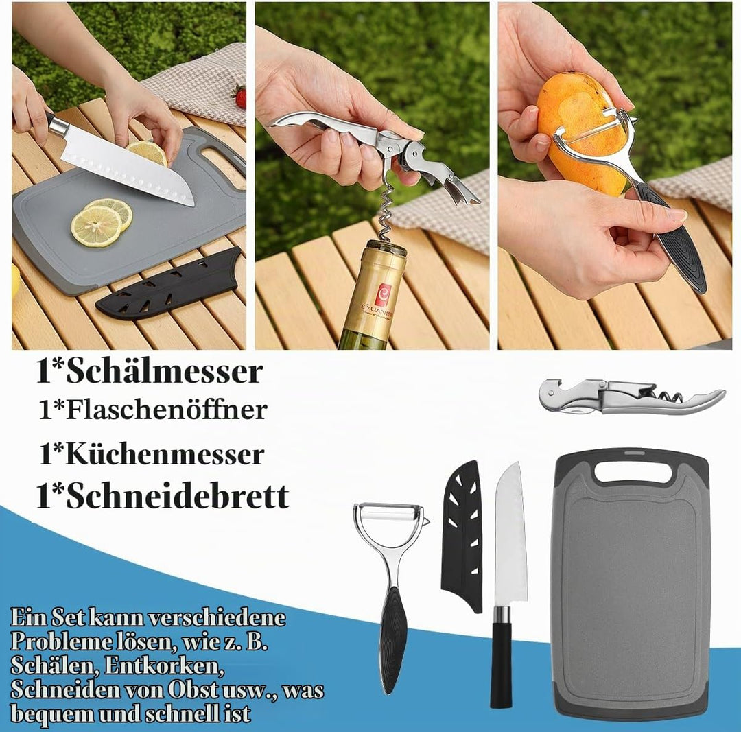 Kyraton Camping Kochgeschirr Set 15 Stück, Edelstähle Campingausrüstung, Ldeal Für Backpacking, Gril