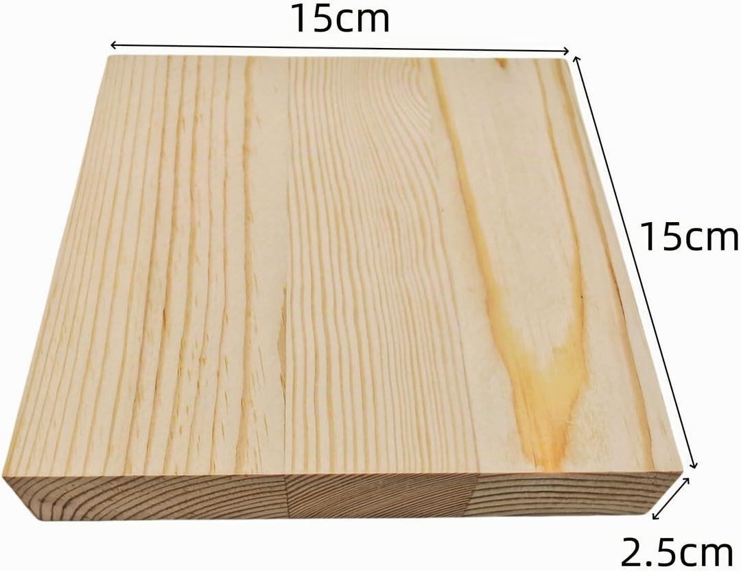 Unlackierte quadratische Holzblöcke zum Basteln, 15 x 15 x 2,5 cm, blanko, Kiefernholzbretter für Ho