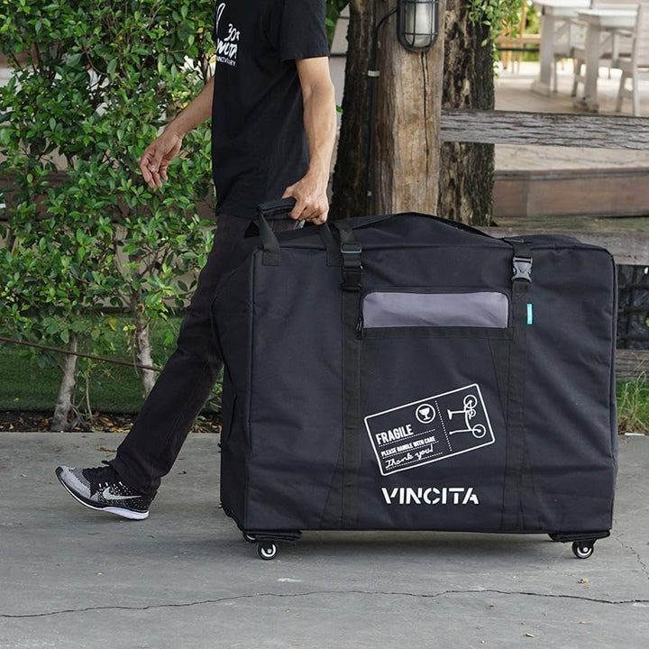Vincita Weiche Transporttasche mit Rollen für Brompton Typ Fahrrad und Fahrräder, 4 Räder Schwarz 5,