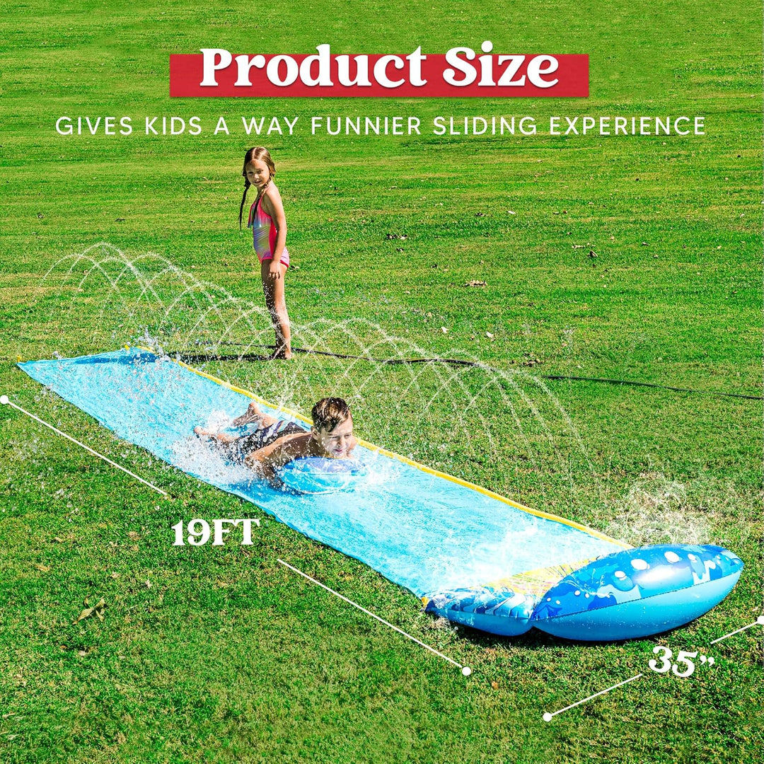 JOYIN 585cm x 90 cm Slip and Slide Wasserrutsche mit 1 Bodyboard, Kinder Wasserrutsche, Sommerspielz