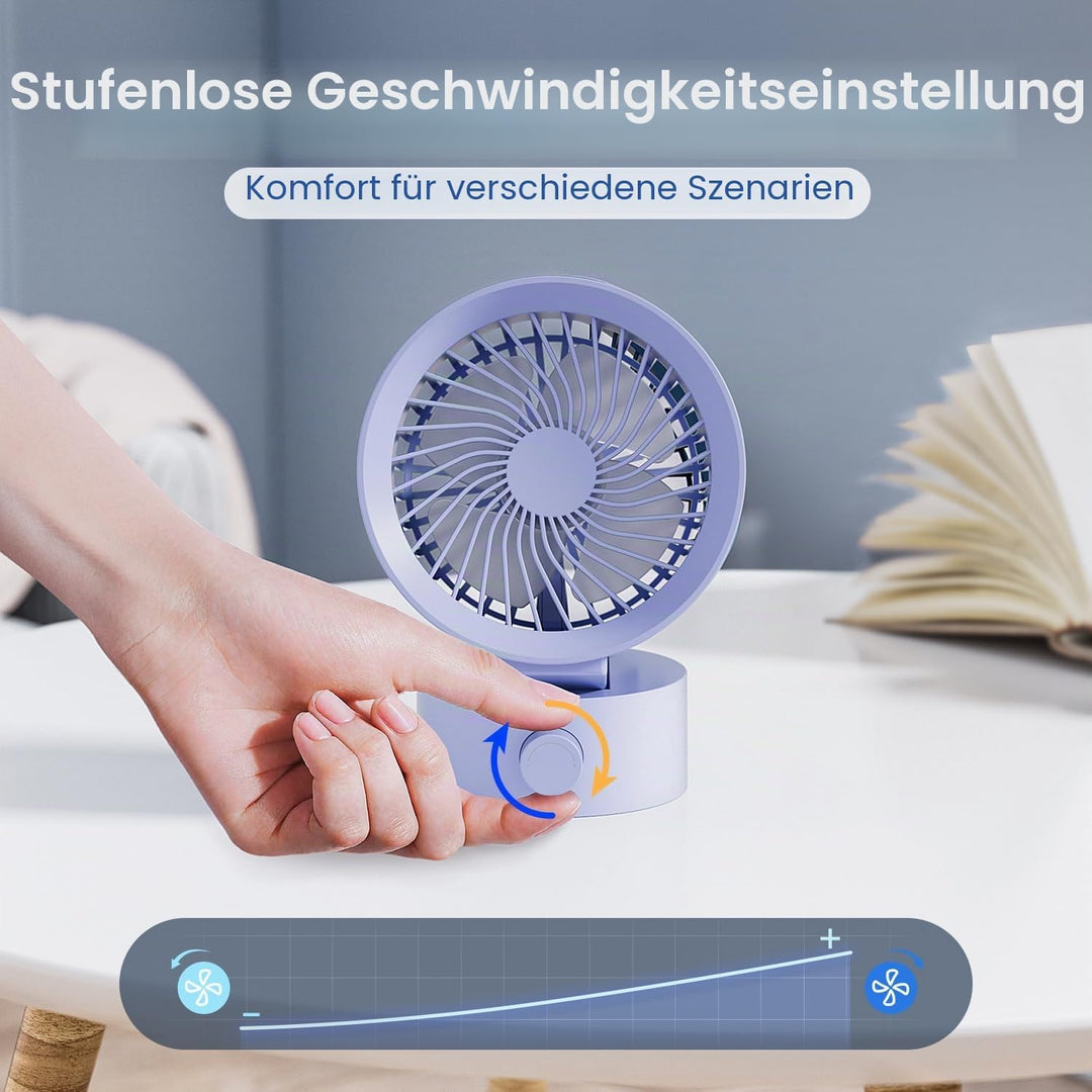 USB Ventilator Leise – Mini Tischventilator mit Stufenloser Regelung, Kleiner Schreibtischventilator