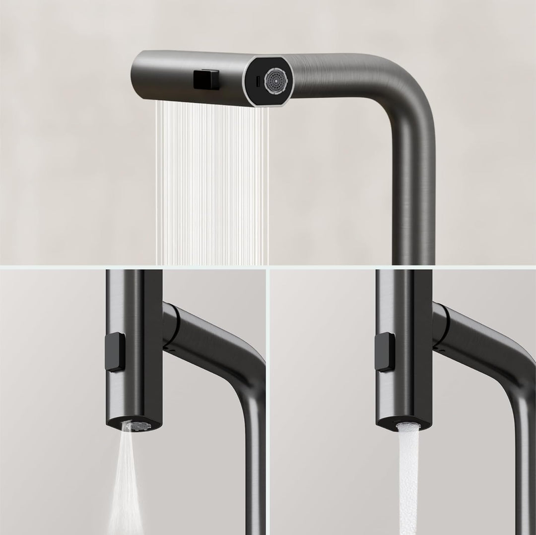 Mai &amp; Mai Wasserhahn Küche Küchenarmatur mit Brause Ausziehbar, Küchenwasserhahn 360°Schwenkbar 3 Sp