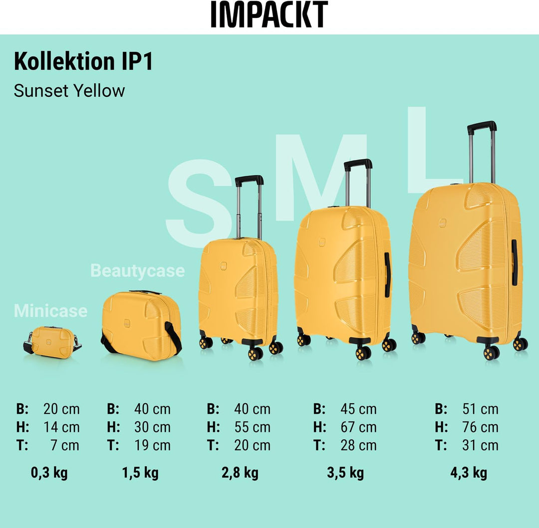 IP1 Hartschalen-Koffer M - 67x45x28 cm, 73 L, 3,5 kg - TSA-Schloss, auswechselbare Rollen - aus recy