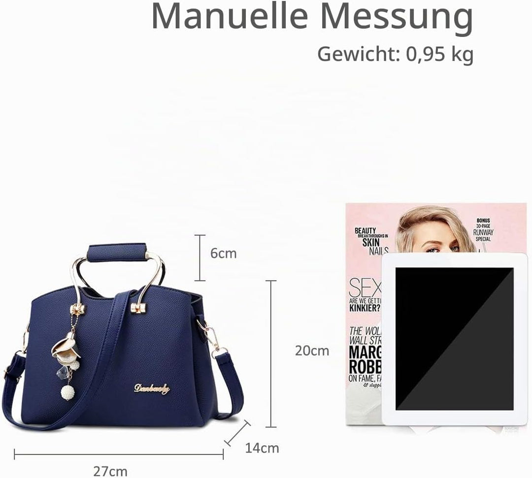 NICOLE&amp;DORIS Damen Handtaschen Schultertasche mit Tragegriff Umhängetasche für Damen Ledertasche mit