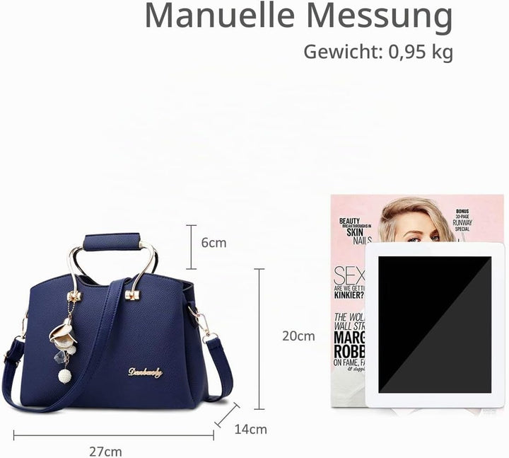 NICOLE&amp;DORIS Damen Handtaschen Schultertasche mit Tragegriff Umhängetasche für Damen Ledertasche mit