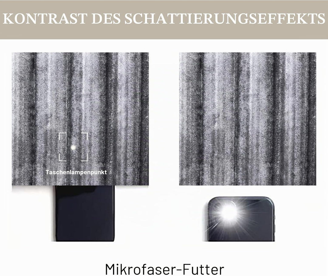 Vorhänge aus Crushed Samt, lange Optik, schön und klassisch, blickdicht und wärmeisolierend, für Woh