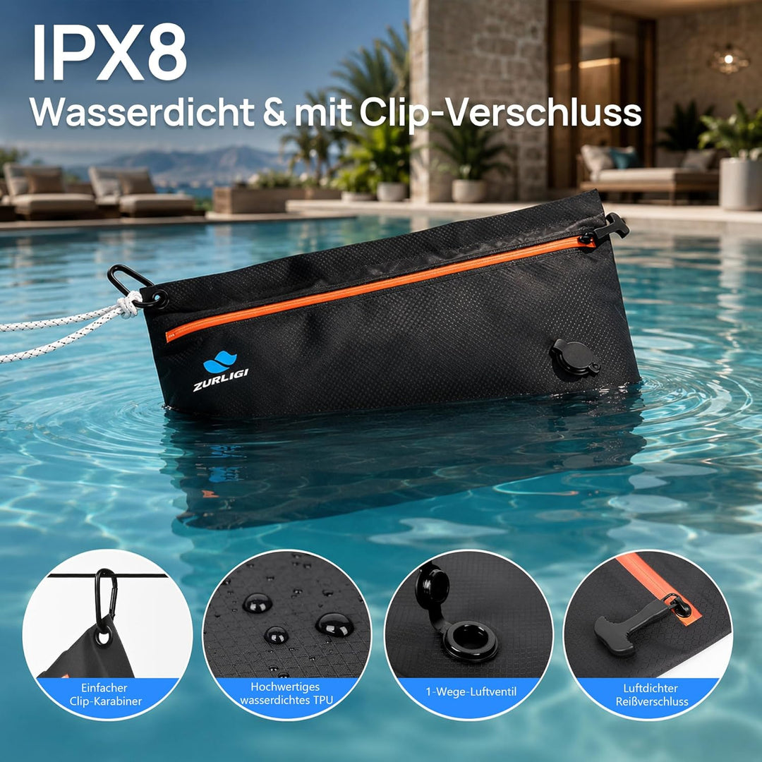 Zurligi Reise-Vakuumbeutel mit Pumpe, 3er-Set, IPX8 wasserdichte & robuste TPU Vakuum-Kompressionsbe