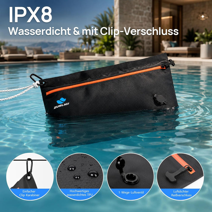 Zurligi Reise-Vakuumbeutel mit Pumpe, 3er-Set, IPX8 wasserdichte & robuste TPU Vakuum-Kompressionsbe