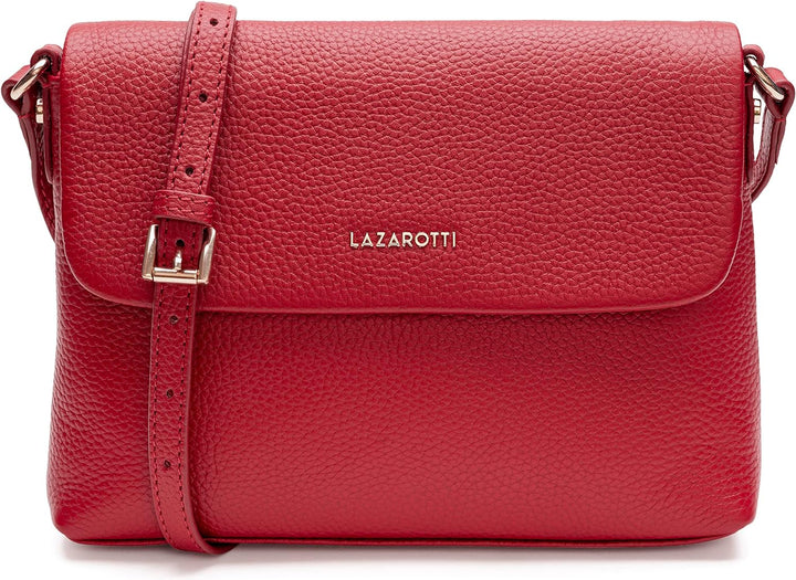 Lazarotti Bologna Leder Umhängetasche Damen | verstellbarer Schulterriemen | mittelgrosse Crossbody