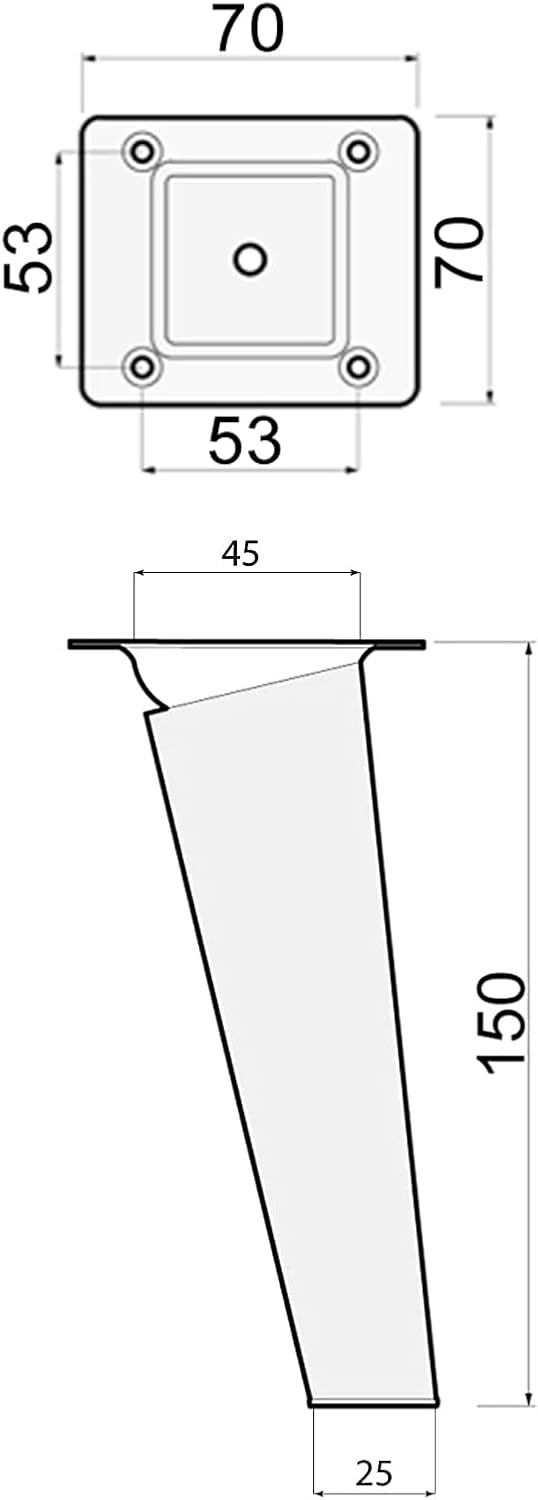 Sossai® Holz-Tischbeine - Clif Square | Öl-Finish | Höhe: 15 cm | HMF4 | eckig, konisch (schräge Aus