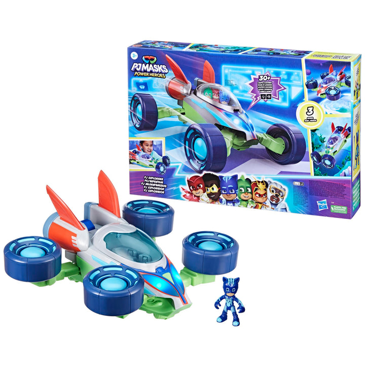 PJ Masks Power Heroes PJ Heldenfahrzeug, umbaubares Heldenblitz Fahrzeug der Powerhelden mit 3 Modi,