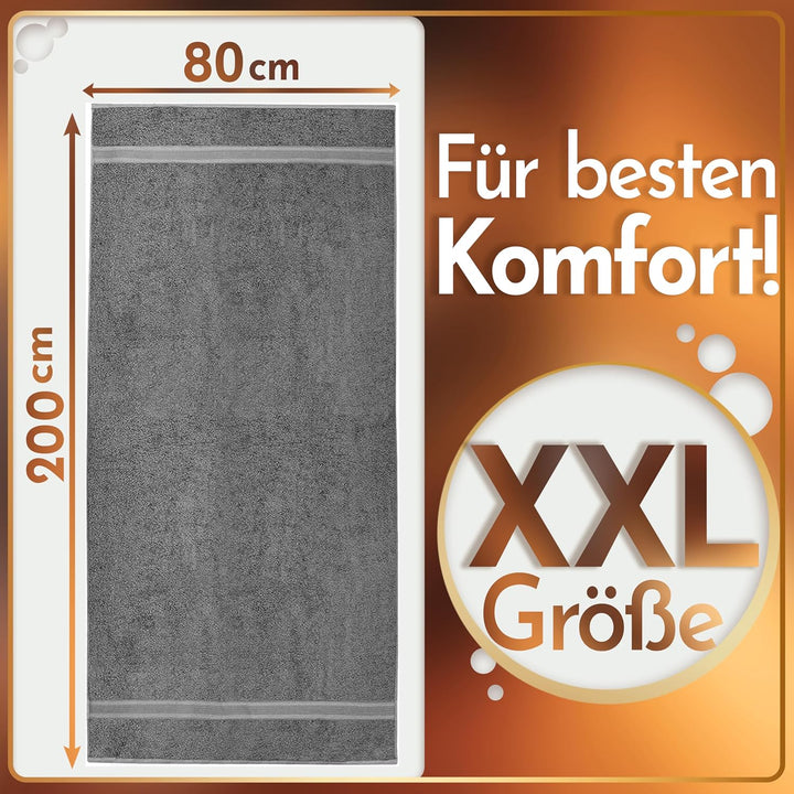NatureMark SAUNATÜCHER Premium Qualität 80x200cm SAUNATUCH Sauna-Handtuch 100% Baumwolle Farbe: Anth