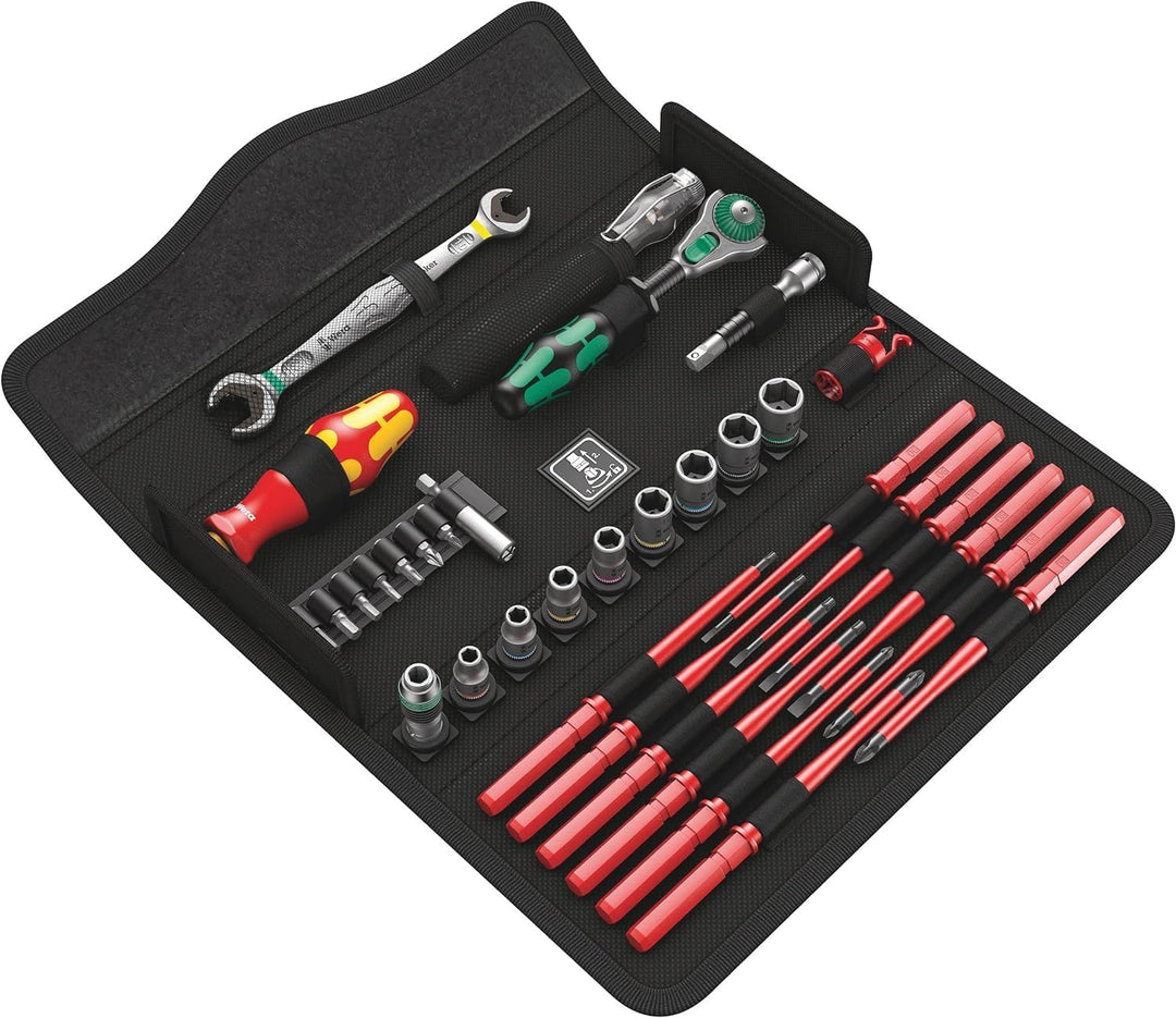 Wera 05135926001 KK W 1 Kraftform Kompakt W1 Wartung, Werkzeug-Set, 35-teilig, Schwarz, Stück & 2go