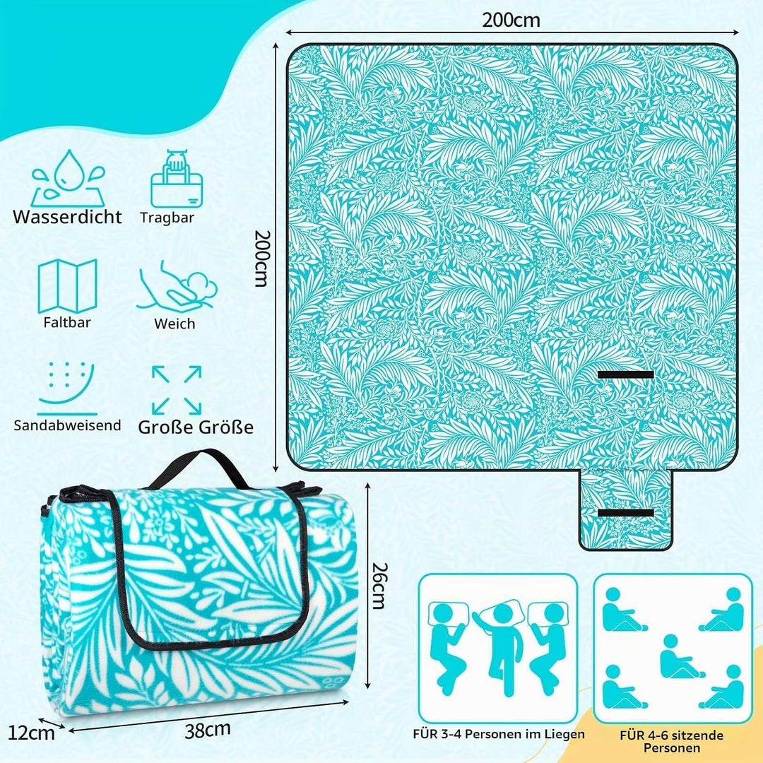 MAILLARD Picknickdecke, Campingdecke 200x200cm,Tragbare Faltbar Stranddecke mit wasserdichter wärmei