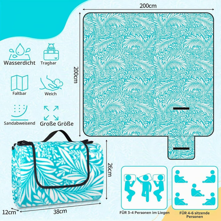 MAILLARD Picknickdecke, Campingdecke 200x200cm,Tragbare Faltbar Stranddecke mit wasserdichter wärmei