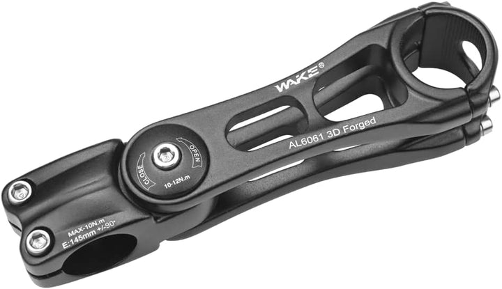 BESNIN Einstellbarer Fahrradstiel 0-90 Grad Universal 25.4mm 31.8mm für Lenker 110mm/145mm Vorbau, E