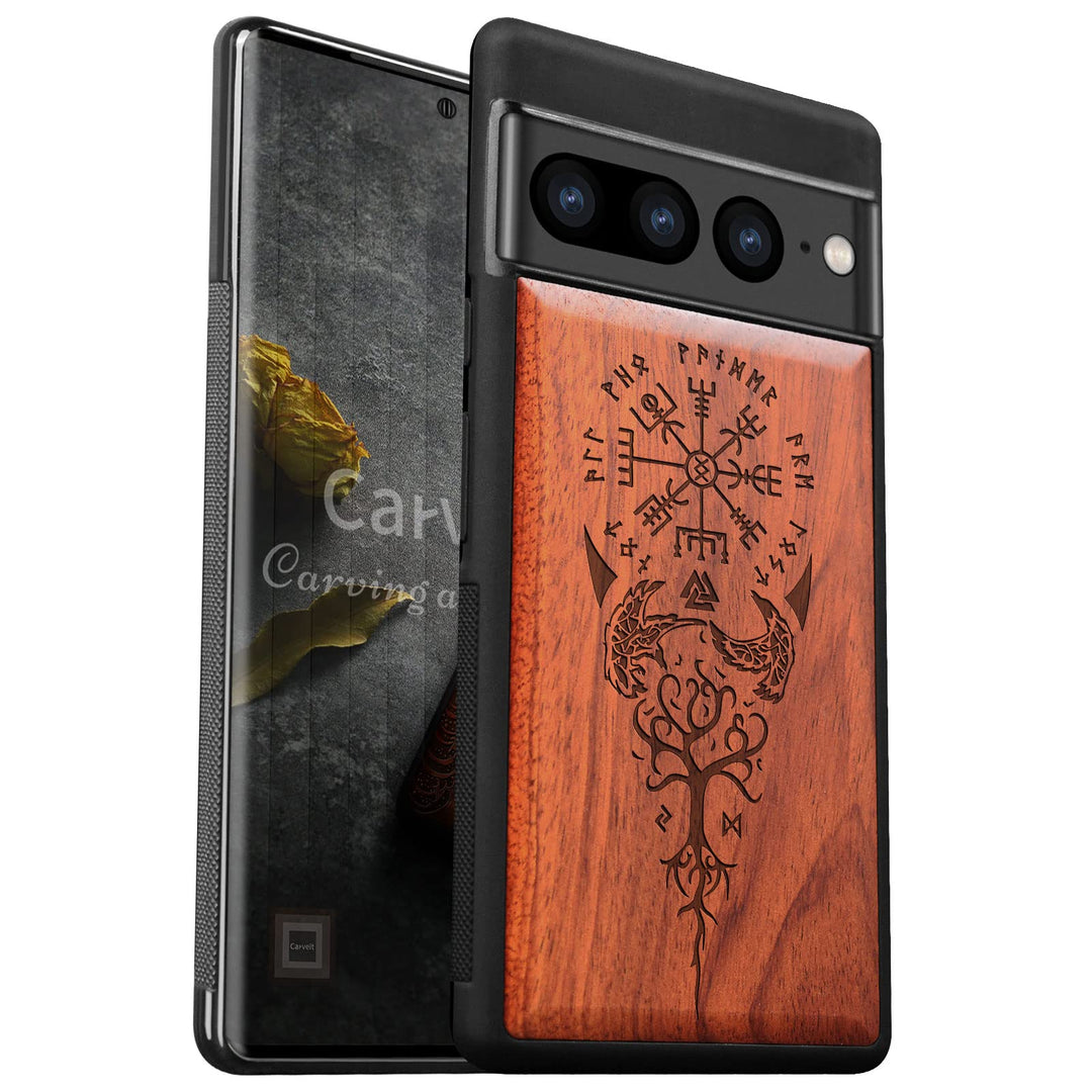 Carveit Holz Handyhülle für Google Pixel 7 Pro Cover [Einzigartiges Design Case] Stossstange hülle K