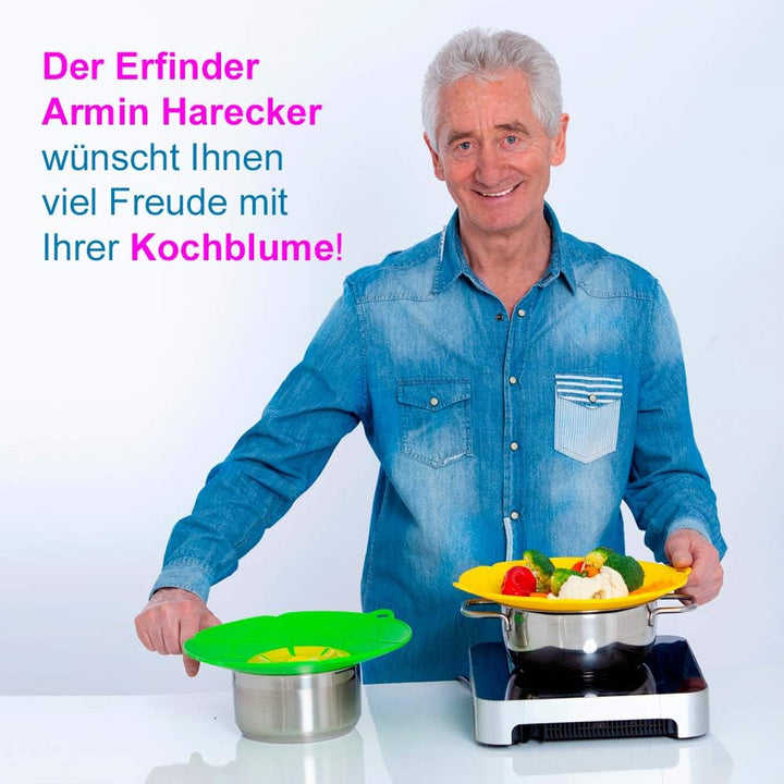 Kochblume vom Erfinder Armin Harecker XL 33 cm anthrazit | Überkochschutz für Topfgrössen von Ø 20 b