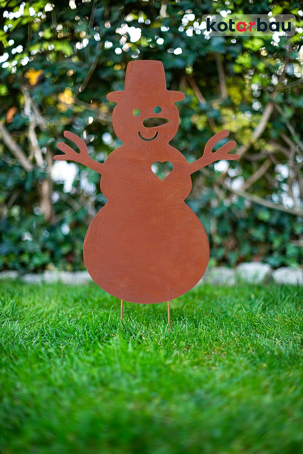 KOTARBAU® Gartendekoration Rostfiguren 65cm Schneemann Weihnachtsdeko Garten Ecorost Gartenstecker W