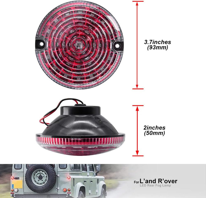 NSLUMO 2 Stueck LED Rückseite Nebelscheinwerfer Rückfahrleuchte Rot Für 01-16 L`and R`over Defender