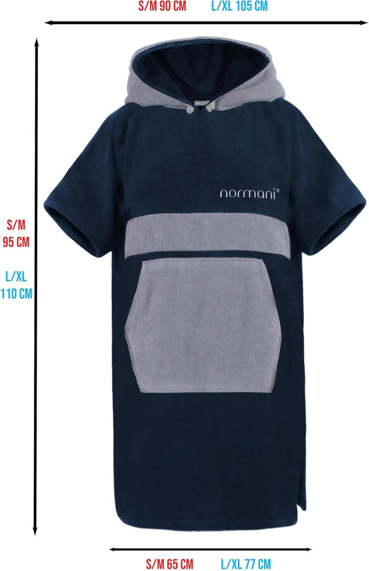 normani Baumwoll Surfer Poncho - Strandponcho - Handtuch-Poncho - Unisex Strand Umziehhilfe - geschl