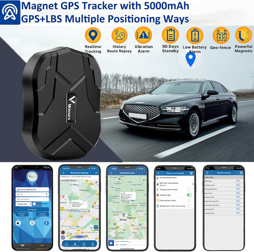 GPS Tracker Auto 4G mit SIM-Karte 5000mAh 4G GPS Tracker für Fahrzeuge Langzeit Standby Wasserdicht