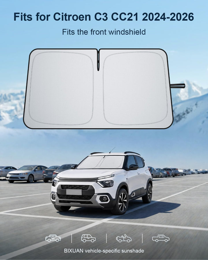 BIXUAN Frontscheiben-Sonnenschutz kompatibel mit Citroen C3 CC21 2024 2025 2026 Auto Sonnenschutz Ab