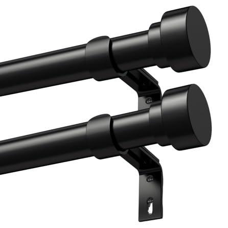 Schwarz Vorhangstange Ausziehbar Gardinenstange Curtain Rod Gardinenstangen für Fenster Outdoor (Sch