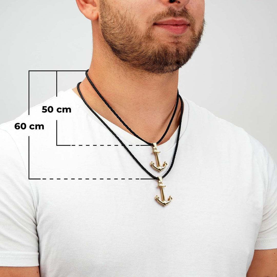 SERASAR Premium Leder Halskette Herren | Edelstahl Anhänger | Sicherer Verschluss | Drei Farben | In