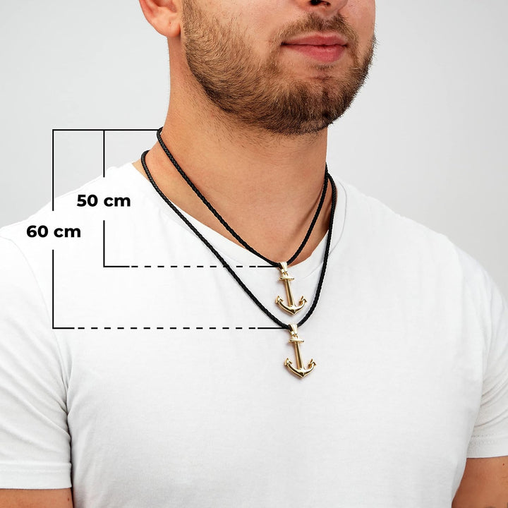 SERASAR Premium Leder Halskette Herren | Edelstahl Anhänger | Sicherer Verschluss | Drei Farben | In