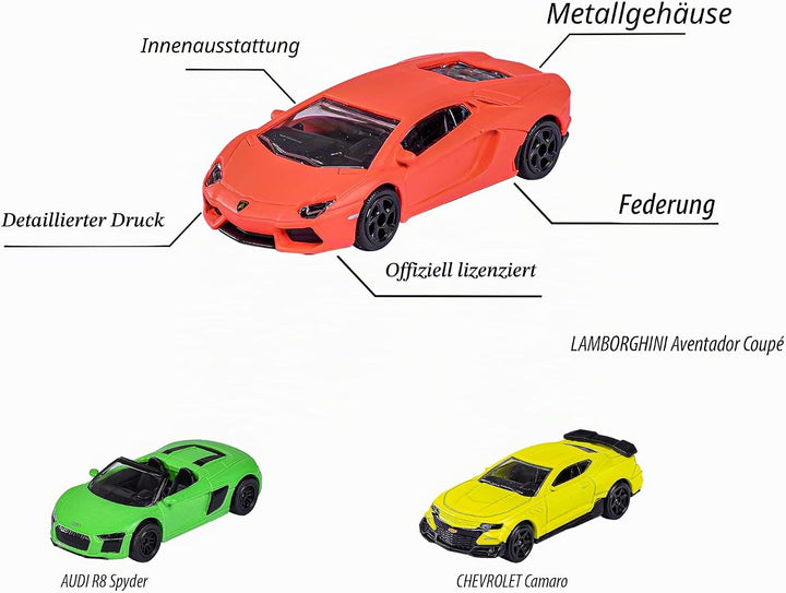 Majorette - Racing Loop – Startbahn – Autostarter – Looping und Sprung – 3 Fahrzeuge inklusive – ab