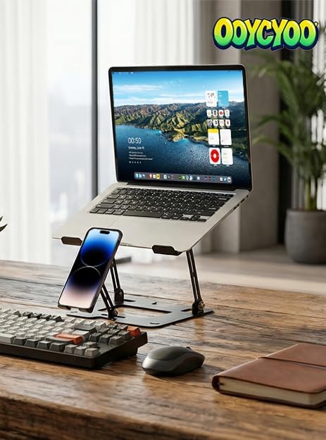 Laptopständer aus legiertem Stahl, ergonomisch (Schwarz), Schwarz