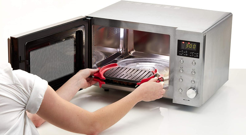 Lékué Microwave Grill, Mikrowellen-Grill, Stahl, rot und schwarz, 25,2 x 14,8 cm Standard