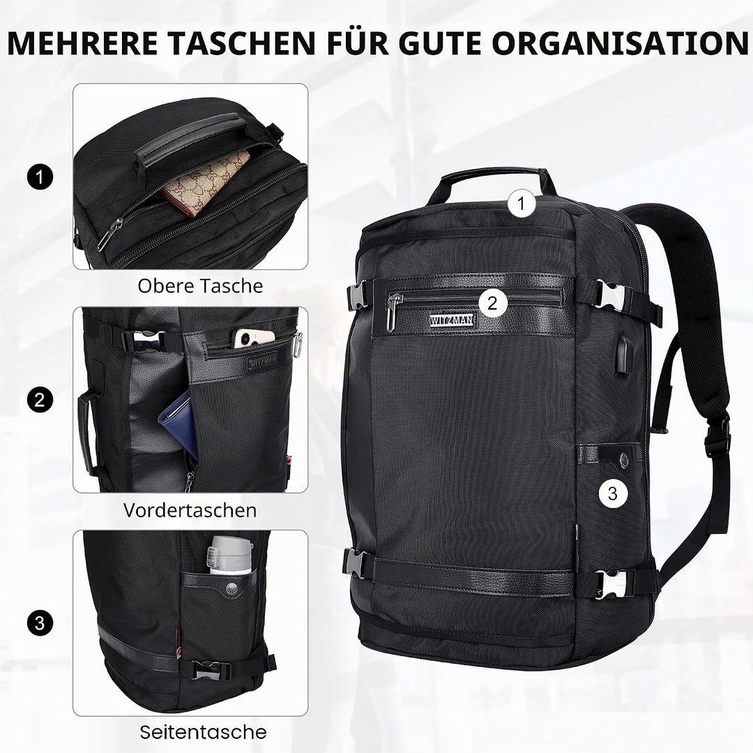 WITZMAN Reiserucksack Nylon Herren Damen Reisetasche Gross TSA Freundlich Handgepäck Rucksack(B686 S
