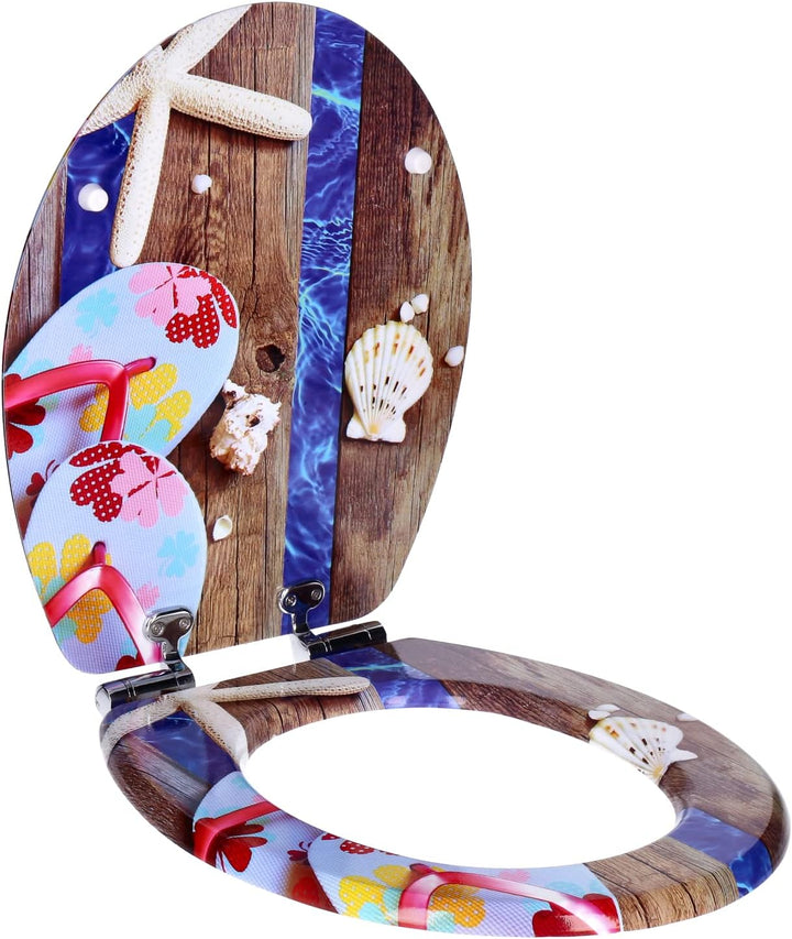 TP WC-Sitz mit Absenk-Automatik und Motiv, Soft-Close-Funktion, Toiletten-Deckel mit Holz-Kern, oval