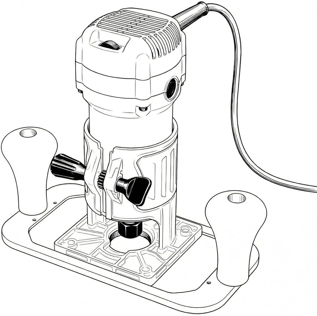KATSU Tools Trimmer-Grundplatte, Aluminiumlegierung, Holzbearbeitung, Kunststoff-Tauchbasis mit Gumm