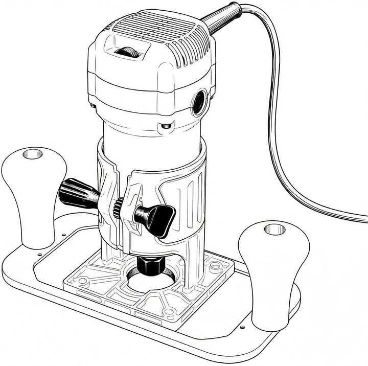 KATSU Tools Trimmer-Grundplatte, Aluminiumlegierung, Holzbearbeitung, Kunststoff-Tauchbasis mit Gumm
