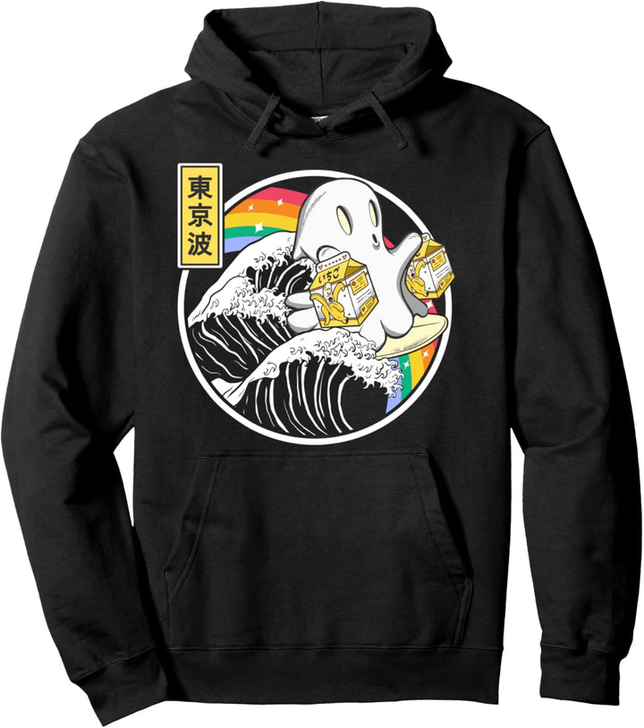 Surfen Ghost Bananenmilchkartons Anime Vaporwave Kawaii Pullover Hoodie