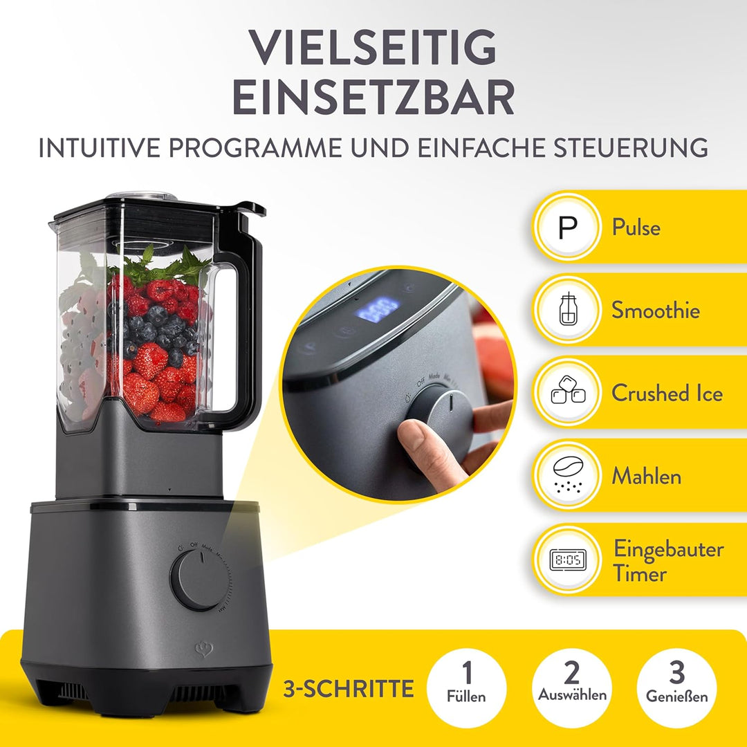 SPRINGLANE Hochleistungsmixer Hanno 2000 W, 32.000 U/min, 4 Programme, Selbstreinigungsfunktion, Sta