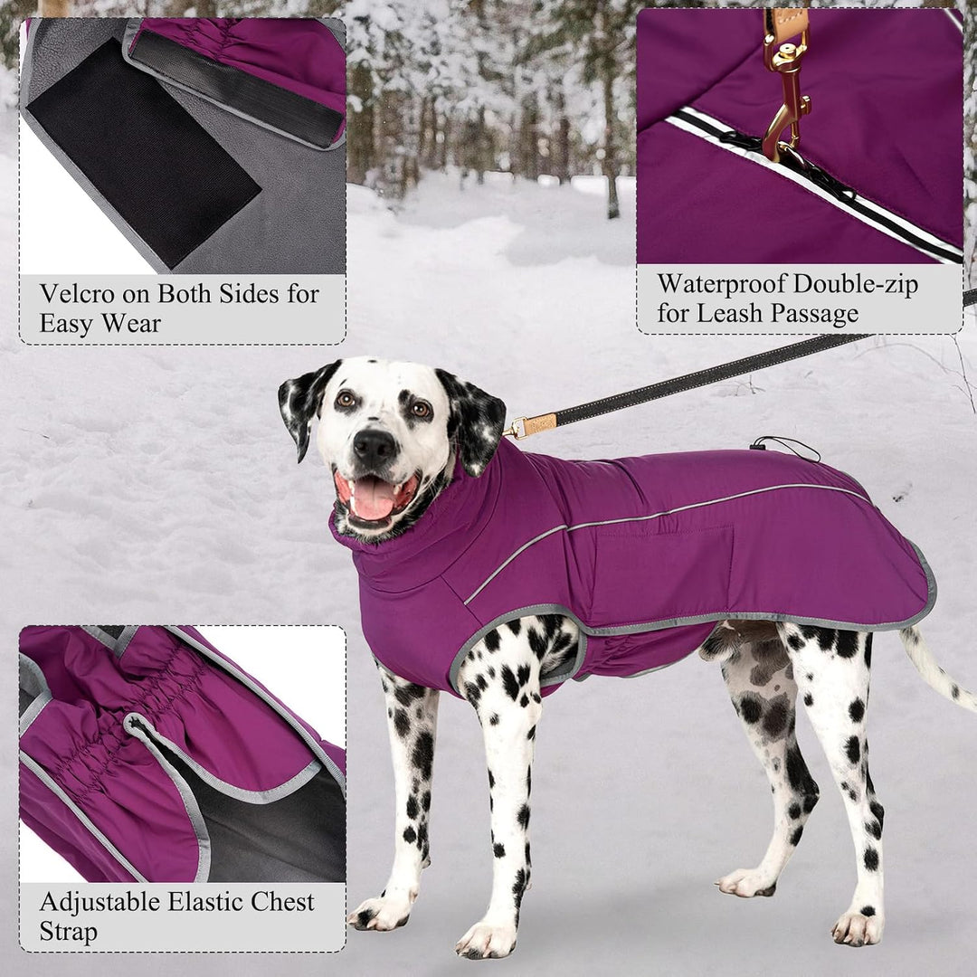 Hundemantel Warm Wasserdicht Hundejacke Winter Fleecemantel Hund Regenjacke Reflektierend mit Reissv