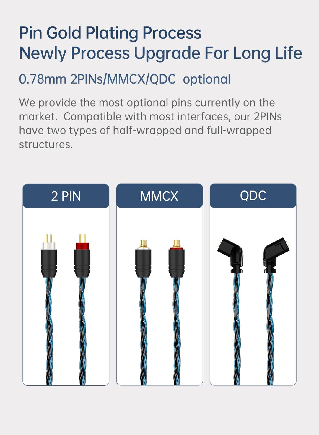 KBEAR ST16 Upgrade-Kabel HiFi In Ear Monitor 16 Kerne 5N Kopfhörer Kabel 2 Meter lang 0,78 mm 2PIN f