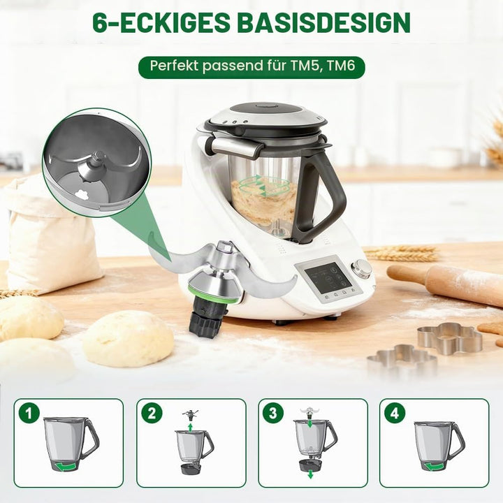 Teigmesser für Thermomix TM6 TM5, Ersatzteile Teigmischmesser für Thermomix, Edelstahl Teigmischmess